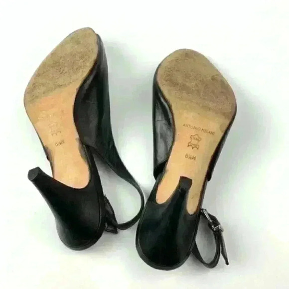 Antonio Melani heels sz 8.5 Black leather leather 90s Y2k - Picture 3 of 7